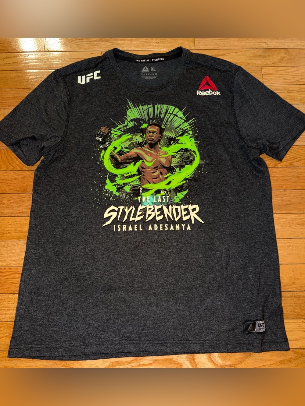 REEBOK Israel Adesanya "The Last' "Stylebender" UFC Gray T-Shirt Men's XL